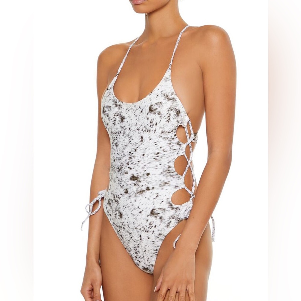 New forever 21 One Piece Swimsuit - White cutout tie sides sexy sz small